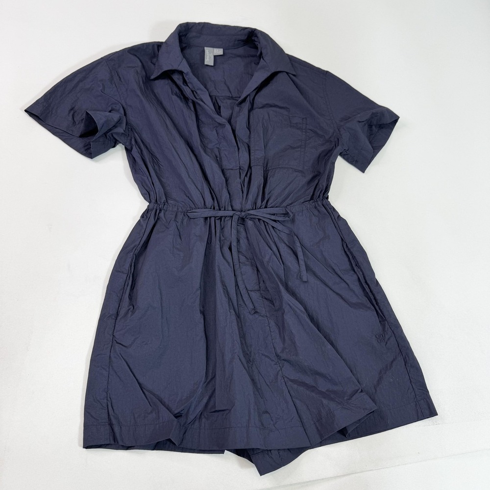 Sweaty Betty Romper Womens Small Blue Short Sleeve Collared Belted Utility Poly